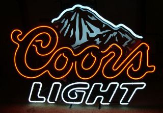 COORS LIGHT DOUBLE STROKE LARGE 2 COLOR 38 X 28 MOUNTAINS NEON SIGN