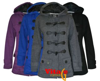 New Ladies Womens Hood Duffle Trench Hooded Pocket Coat Jackets Plus 