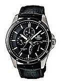 Casio Edifice Multiple Dial Analog Leather Band EF 341L 1 Black Watch