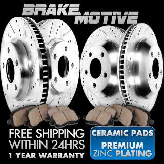FRONT + REAR] HIGH PERFORMANCE DRILLED & SLOTTED BRAKE ROTORS AND 