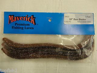 Maverick 10 Bass Buster Worm, Eds Candy Craw, 3 Count (New/Old Stock 