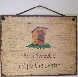NEW Sweetie Wipe The Seat Bathroom Quote Saying Wood Sign Board Faux 