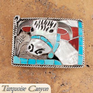 Zuni Bull Turquoise Belt Buckle by Helen & Lincoln Zunie SKU#223854