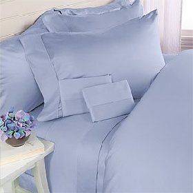 1000TC 1Pc Fitted Sheet 100% Cotton Light Blue Solid Choose Size& Deep 