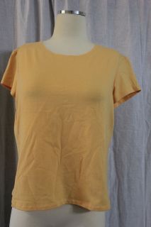 Eileen Fisher Misses MEDIUm Creamy Yellow Cap Sleeve Cotton Blend T 