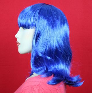 Medium Straight Dark Blue Wig With Bang Cosplay Q8158