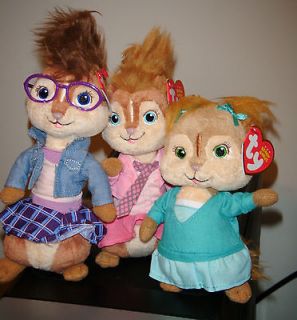 Ty BRITTANY, ELEANOR & JEANETTE Chipmunks Chipettes Beanie Baby Babies 