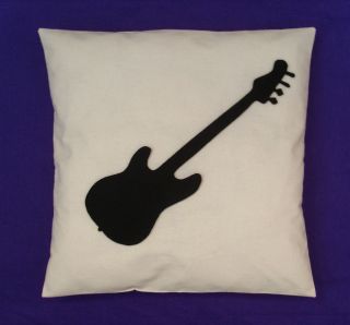 Rock Star Cream Black Electric Guitar Music Teenage Cushion Cover 