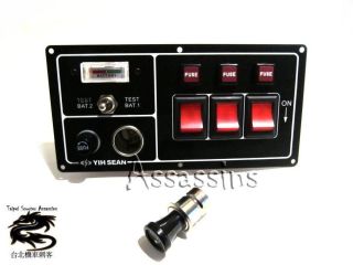 GANG BOAT / YACHT ELECTRICAL SWITCH PANEL FUSED + BATTERY TEST + Cig 