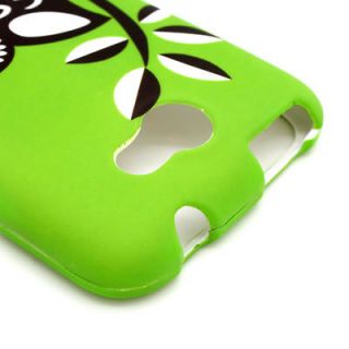 GREEN OWL FACEPLATE PHONE COVER CASE FOR HTC ONE X / ONE XL/ELITE AT&T