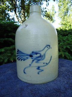 Whites Utica, N.Y. 1 Gallon Stoneware Crock Jug with Running Bird 