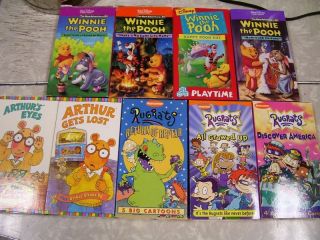 Winnie the Pooh,Aurthur,R​ugrats VHS Tapes Movie EUC