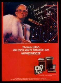 1975 Elton John photo Pioneer stereo systems print ad