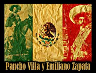Pancho Villa y Emiliano Zapata Metal Sign, Mexican revolution 