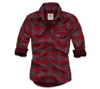   Hollister by Abercrombie Fallbrook Red Green Plaid Shirt XS $49.50