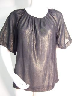 Karen Walker black gold top blouse NWT NEW Size 2 XS