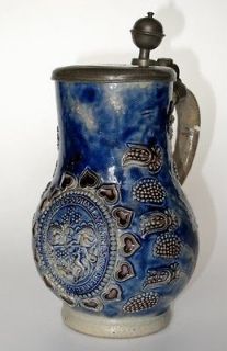 Westerwald stoneware Stein jug with the royal coat of arms of Nassau 