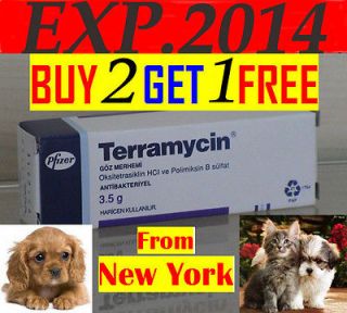 12 X TERRAMYCIN 3.5g PET OPTHALMIC OINTMENT , DOG, CAT, HORSE EYE