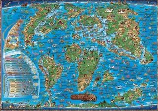 PREHISTORIC WORLD MAP POSTER FOR KIDS   WORLD WALL MAP