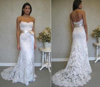 New Stock Lace Wedding Dress Evening Prom Ball Gown Size 6 8 10 12 14 