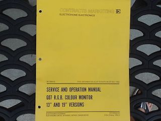 Electrohome Service Operation Manual for G07 R.G.B. Colour Monitor 13 