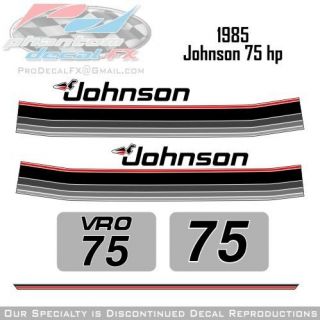 1985 Johnson 75 HP Outboard Reproduction 9 Pc Vinyl Decals Seventy 