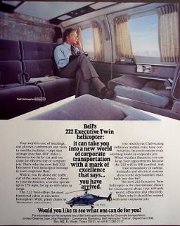 1979 Bells 222 Executive Twin helicopter vintage ad