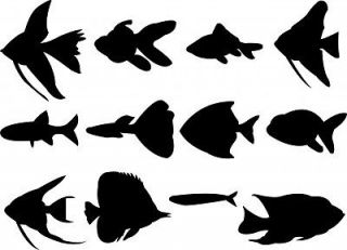 Exotic Fish Silhouette Vinyl Wall Art Sticker Present Gift Aquarium 