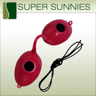 RED Super Sunnies UV Eye Protection Tanning Bed Goggle NEON COLOR Tan 