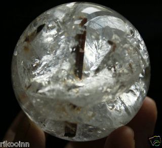 61mm Super Clear GOLDEN TOURMALINE Quartz Crystal Sphere Ball w Great 