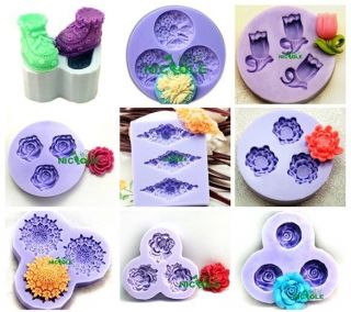 10Sets 3D Silicone shoes Flower Shaped Cake Chocolate Jelly Soap 