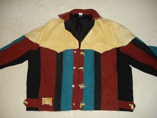 Native American Indian Jacket XL Sante Fe Leather Wool Ranch Hipster 