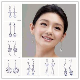 2pcs Fashion Charm Crystal Jewelry Dangle Earrings Eardrop 925 