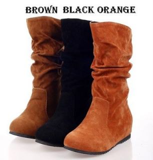 3755 Korean Women Ladies Trendy Cute Faux Suede Mid Calf Boots Shoes 
