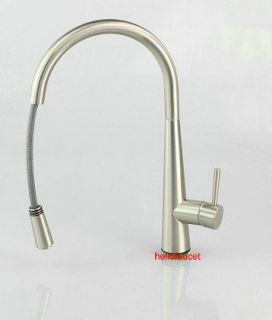 16 Brushed Nickel Pull Out Swivel Spout Kitchen Sink Faucet liqun9k6
