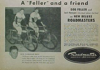 1947 Bob Feller~Bat Boy Cleveland Indians Baseball~Roadmaster Bicycle 