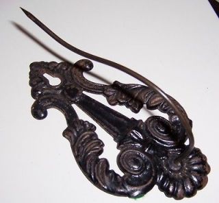 Antique Cast Iron Black Receipt Bill Wall Hook With Spike OLD
