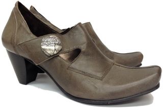 Brand New Fidji Italian Leather Handmade Shoes Tan Square Toe Heel