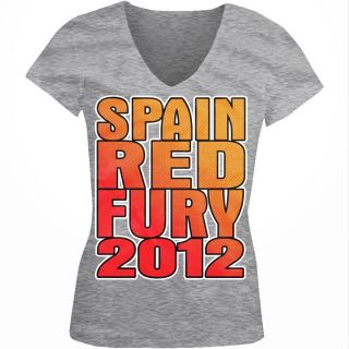   Red Fury 2012 Junior Girls V neck T shirt Xavi Football World Cup FIFA