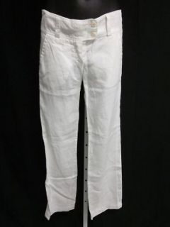 TRANSIT 284 White Ivory Linen Two Button Slant Pocket Straight Leg 
