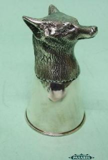 Fine Novelty Sterling Silver Fox Head Shape Stirrup Cup