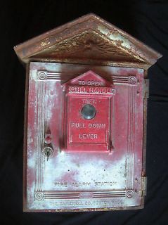 Antique Gamewell Fire Alarm Box w/ Case Iron Box & Aluminium Door