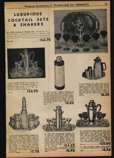 1949 ad Cocktail Shakers Carafe Fire Extinguisher Chrome Glass