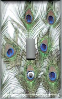 PEACOCK FEATHERS LIGHT SWITCH PLATE COVER