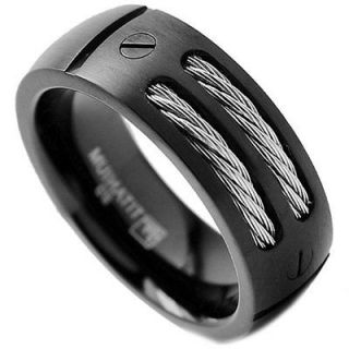 8MM Mens Black Titanium Ring Wedding Band Stainless Steel sizes from 