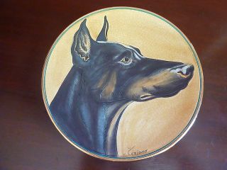 1974 VENETO FLAIR TIZIANO ITALY DOBERMANN PINSCHER PLATE HAND ETCHED 