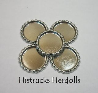 100 pcs FLAT 1 CHROME SILVER BOTTLE CAPS LINERLESS with HOLES 