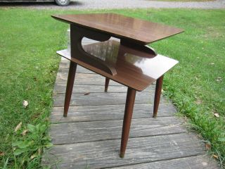 Danish Modern End Table Retro Furniture Wood Wooden w/ formica top