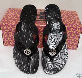 Tory Burch Thora Black Patent Sandals Flip Flop 5 to 10