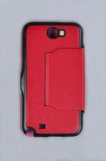   Leather Clip Phone Cover Case for Samsung Galaxy Note 2 II N7100 Red